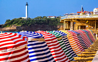 The muliticolored tents of La Grande Plage, Biarritz