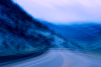 Highway, blue hour, abstracted