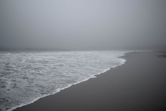 Carmel beach under fog