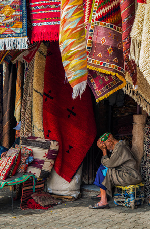 Weary Rug Merchant, Marrakech, Morocco
